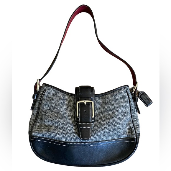 Coach Handbags - Coach Wool and Leather Shoulder Bag G3J-9395
